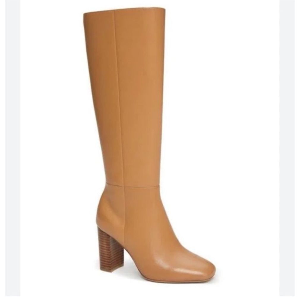 Paige Keely Knee High Boot Heeled Cognac Tan Leather Size 10